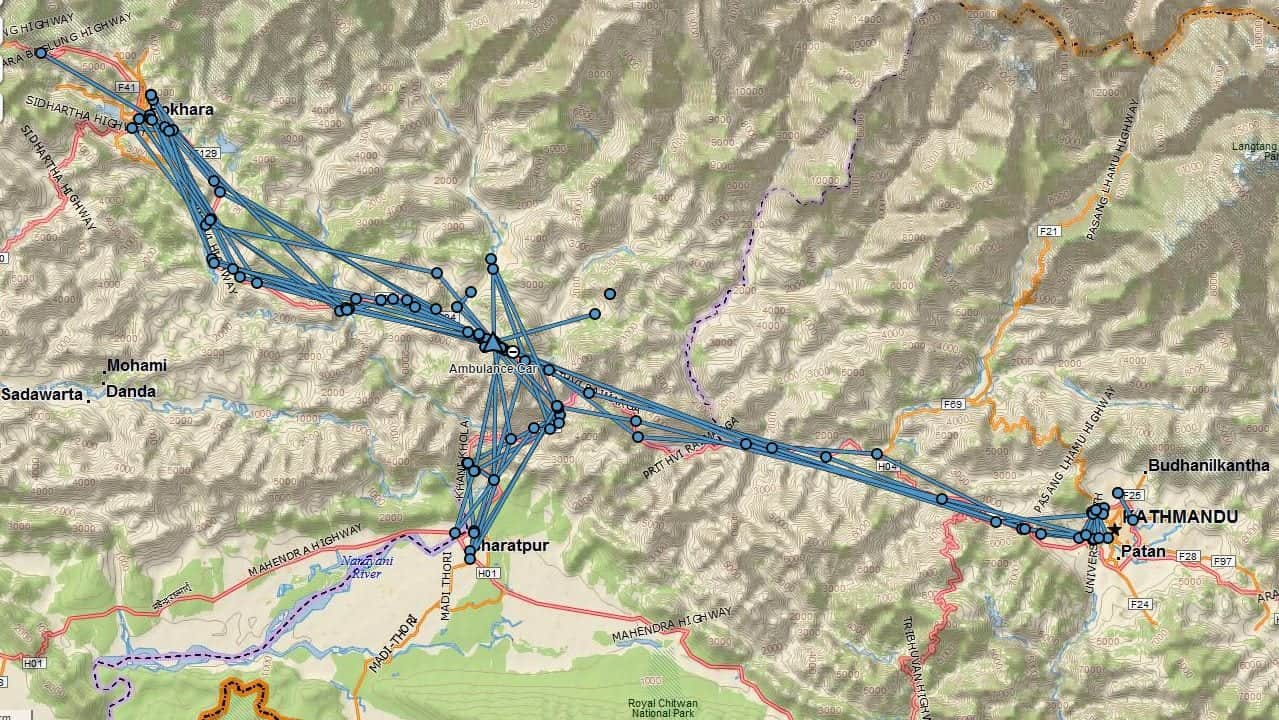 Das Ambulanzfahrzeug im Einsatzgebiet um Satrasaya