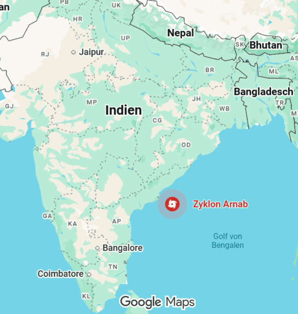 Vor der Küste Indiens wütet der Zyklon Arnab